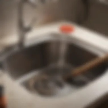 Essential Tools for Unclogging Tools needed for unclogging a kitchen sink including a plunger and drain snake