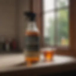 Vinegar solution in a spray bottle ready for window cleaning.