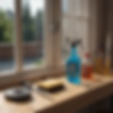 Essential Tools for Window Cleaning Tools required for window cleaning with vinegar.