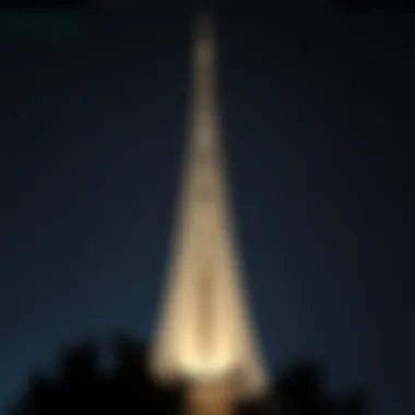 Engineering Challenges of Modern Spires A conceptual illustration demonstrating the engineering challenges in building a modern spire