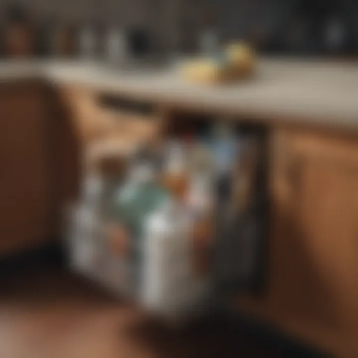 A well-organized cleaning caddy showcasing essential supplies