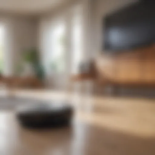 Advanced robotic vacuum navigating a modern living room