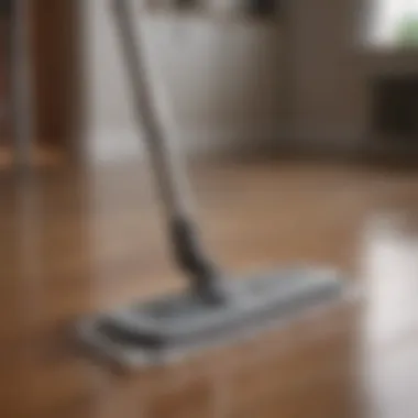 Smart mop with app connectivity on a hardwood floor