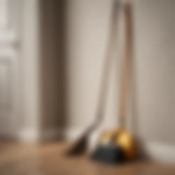 An elegant broom and dustpan set placed in a stylish corner