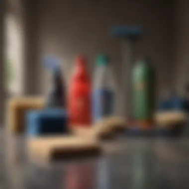 Essential Cleaning Tools Collection A collection of essential cleaning tools arranged aesthetically