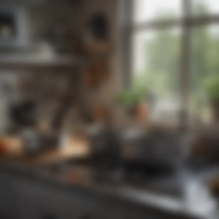 Functional kitchen essentials including cookware and utensils