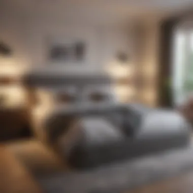 Stylish Bedroom Arrangement Stylish bedroom arrangement with bedding and decor