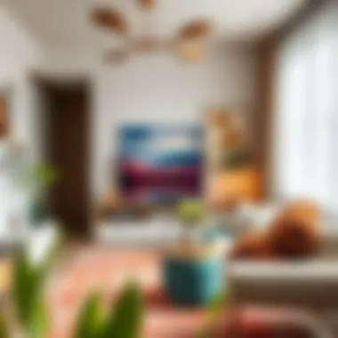 Vibrant decor items enhancing apartment aesthetics
