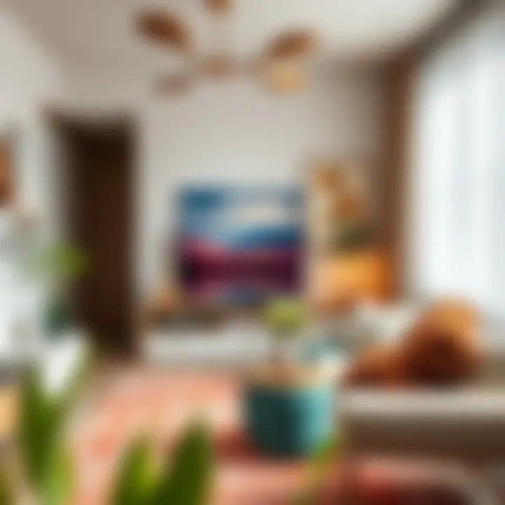 Vibrant decor items enhancing apartment aesthetics