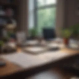 A focused professional working at a desk with a planner