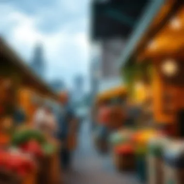 Local Market and Culture A vibrant local market in Atlanta displaying fresh produce and artisan goods, highlighting community culture.