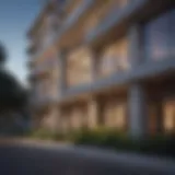 Architectural features of The Pearl apartments showcasing modern design