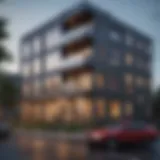 Modern apartment exterior in Portland