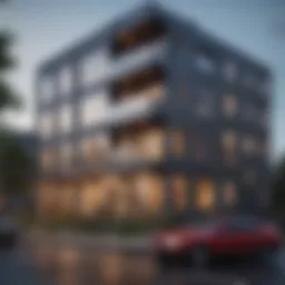 Modern apartment exterior in Portland