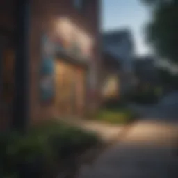 A vibrant street scene showcasing local art installations in a trendy Atlanta neighborhood