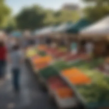 Bustling farmers market in Austin featuring local produce and crafts