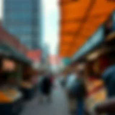 Local Markets in Dallas A bustling market in Dallas filled with local vendors