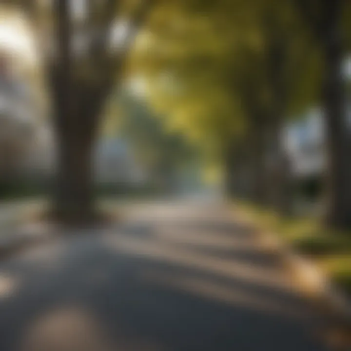 Charming suburban street with trees