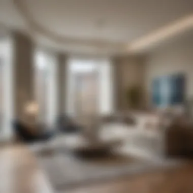 Luxurious living room interior of an apartment at Boston Commons