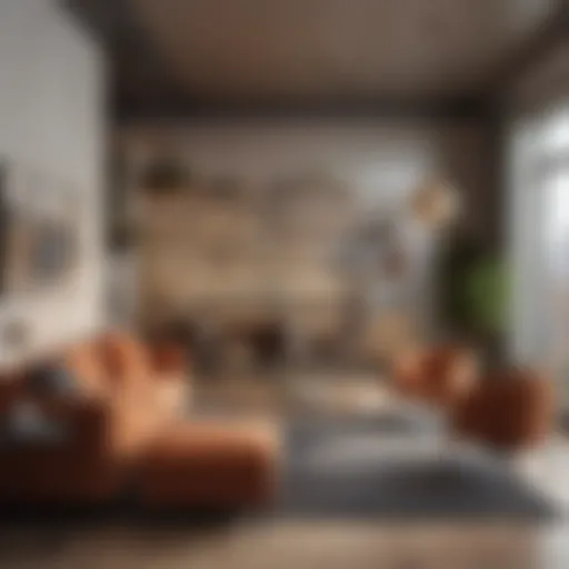 Interior view of a stylish co-living apartment showcasing modern design elements