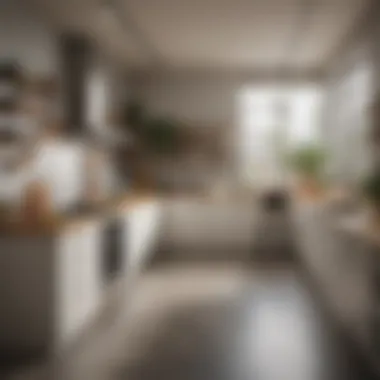 Shared Kitchen Space for Collaborative Living Cohesive kitchen space in a co-living apartment encouraging shared meals