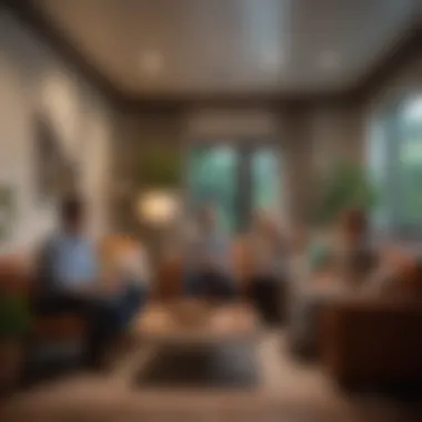 An engaging group discussion in a cozy communal living room