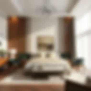 Elegant Bedroom Arrangement Elegant bedroom showcasing harmonious furniture placement