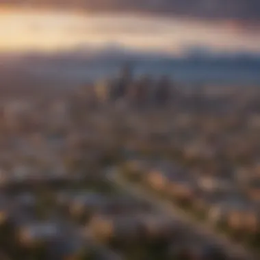 Aerial view showcasing the stunning skyline of Denver against the backdrop of the Rocky Mountains.