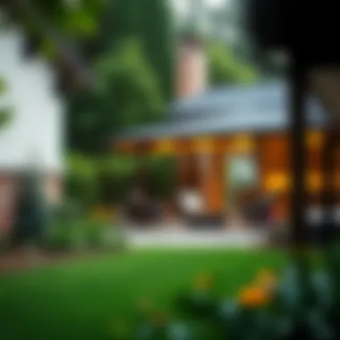 Charming backyard of a rental property featuring lush greenery