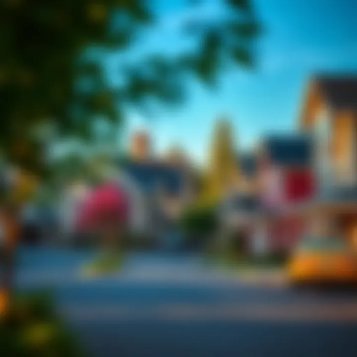 Vibrant street view of a neighborhood in Lake Oswego with beautiful homes