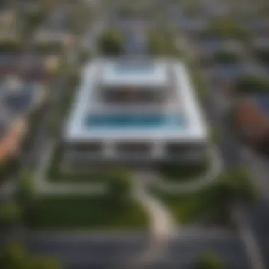 Aerial view of a Dallas neighborhood showing modern architecture