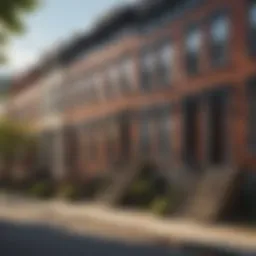Charming street lined with historic row houses in Philadelphia