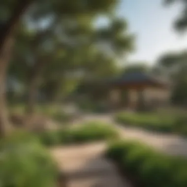 Community Parks and Recreation in Dallas A picturesque park in a Dallas community, showcasing lush greenery and recreational areas