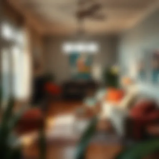 Eclectic Decor in Communal Spaces Cozy living room in a Los Angeles share house showcasing eclectic decor