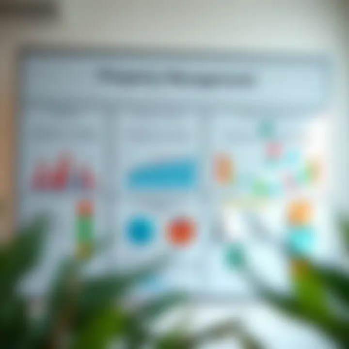 Strategic planning board with graphs and notes for property management.