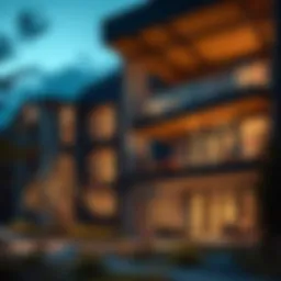 Modern architecture of Overland Apartments showcasing unique design elements