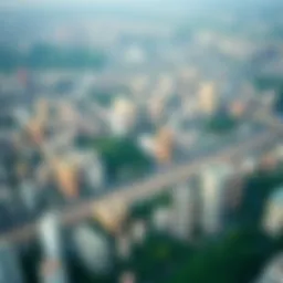 Aerial view of a bustling urban development