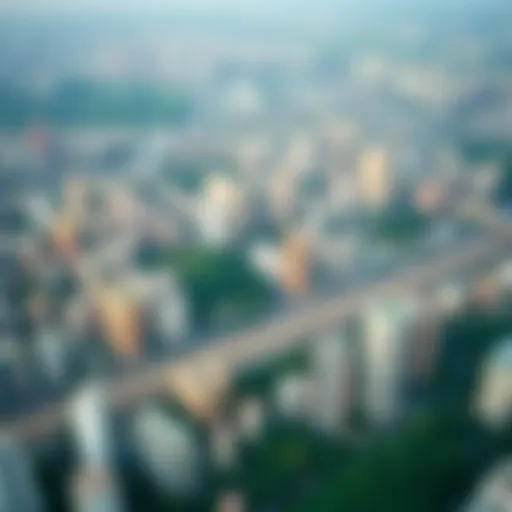 Aerial view of a bustling urban development