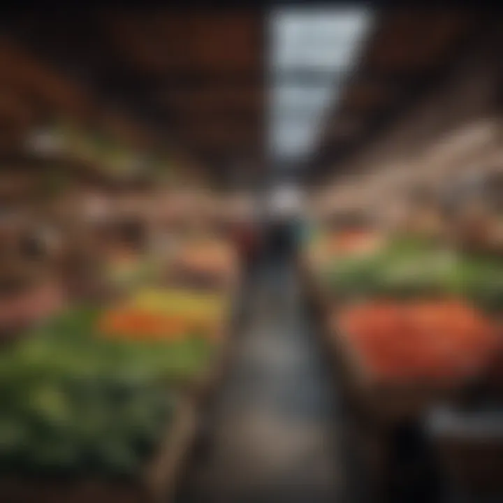 A bustling local market filled with fresh produce and artisanal goods