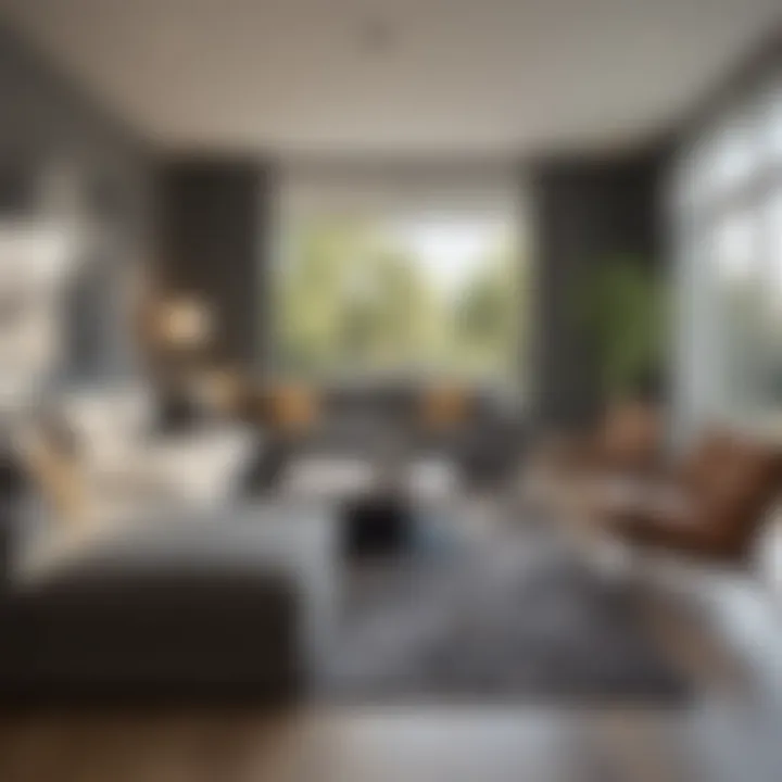 Modern apartment interior showcasing spacious living area