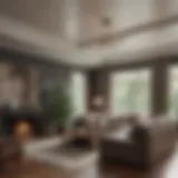 Before and after view of a living room transformation