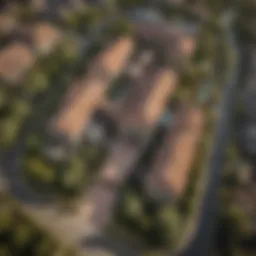 Aerial view of Sonterra showcasing its architectural beauty and lush landscaping
