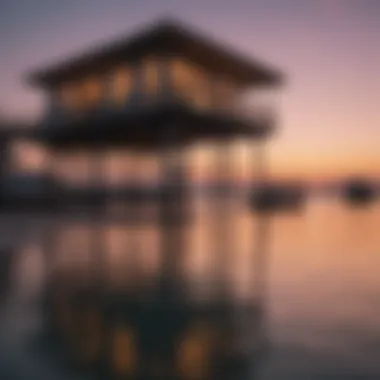 Sunset over Stiltsville highlighting the unique architecture