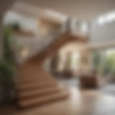 The Grace of Multi-Level Living Spaces Elegant interior of a two-story apartment featuring an open staircase and natural light