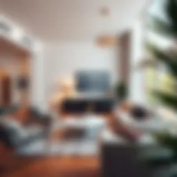 A beautifully designed rental living room featuring modern furniture and decor