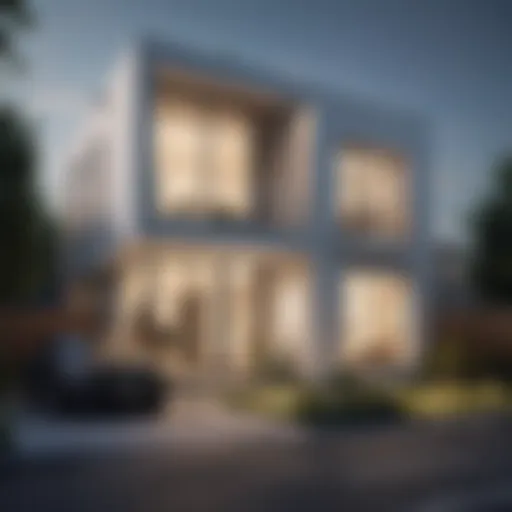 Modern townhouse exterior showcasing urban architecture