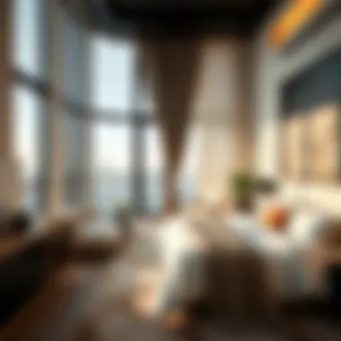 Sophisticated penthouse bedroom with chic decor