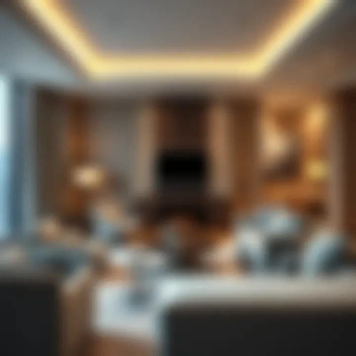 Luxurious living room interior of a Hancock Center apartment with modern design elements