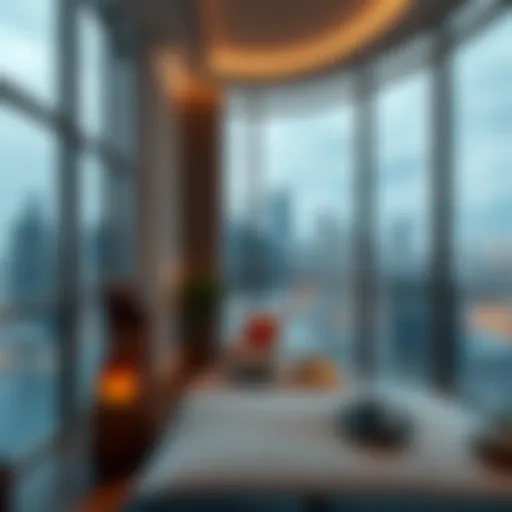 Luxurious urban apartment with skyline view