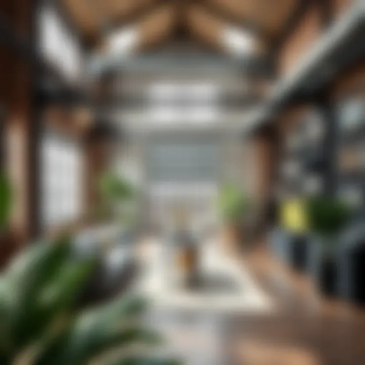 Trendy loft space with industrial design elements